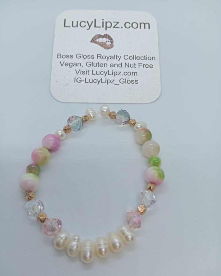 Genuine Pearl And Jade Bracelets with Crystal Accents